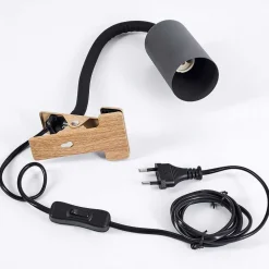 Lampe A Clipper Javel Brun, Couleur Bois, Noir, 1 Lumiere