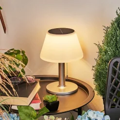 Lampe A Poser Alcudia Solar Led Nickel Mat, 10 Lumieres