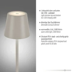 Lampe A Poser Leuchten Direkt Euria Led Gris, 1 Lumiere