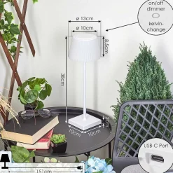 Lampe A Poser Longchamps Led Blanc, 1 Lumiere