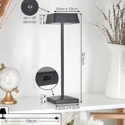 Lampe De Table Algeraz Led Noir, 1 Lumiere