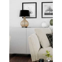 Lampe De Table By Rydens Granada Bois Clair, Noir, 1 Lumiere