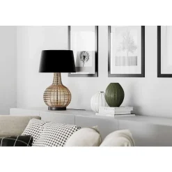 Lampe De Table By Rydens Granada Bois Clair, Noir, 1 Lumiere