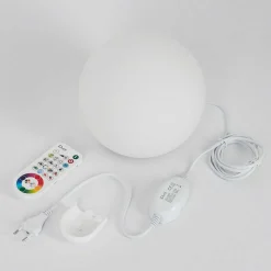 Lampe De Table Idual Dahlia Led Nickel Mat, 1 Lumiere, Telecommandes, Changeur De Couleurs