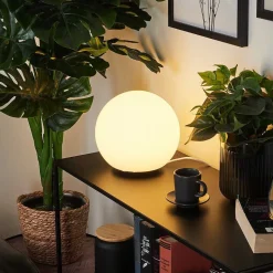 Lampe De Table Idual Dahlia Led Nickel Mat, 1 Lumiere, Telecommandes, Changeur De Couleurs