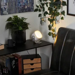 Lampe De Table Idual Lilac Led Argente, 1 Lumiere, Telecommandes, Changeur De Couleurs