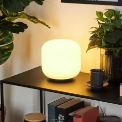 Lampe De Table Idual Thyme Led Nickel Mat, 1 Lumiere, Telecommandes, Changeur De Couleurs