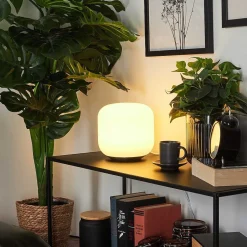 Lampe De Table Idual Thyme Led Nickel Mat, 1 Lumiere, Telecommandes, Changeur De Couleurs