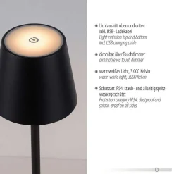 Lampe De Table Leuchten-Direkt Euria Led Noir, 1 Lumiere