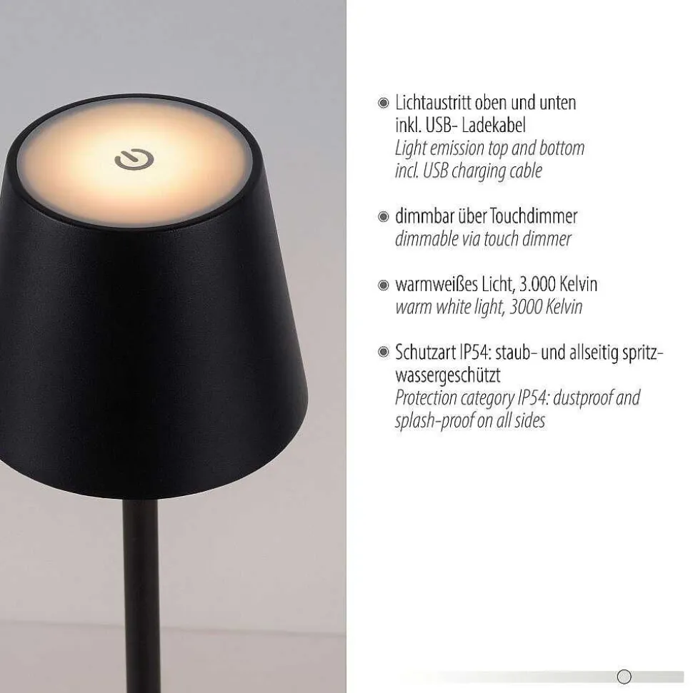 Lampe De Table Leuchten-Direkt Euria Led Noir, 1 Lumiere