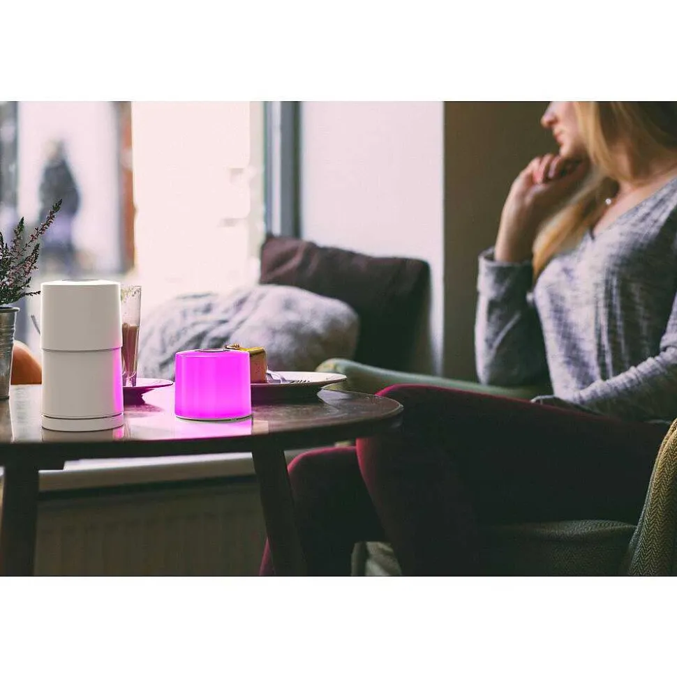 Lampe De Table Lutec Noma Led Blanc, 1 Lumiere, Changeur De Couleurs