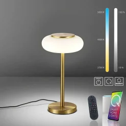 Lampe De Table Paul Neuhaus Q-Etienne Led Laiton, 1 Lumiere, Telecommandes