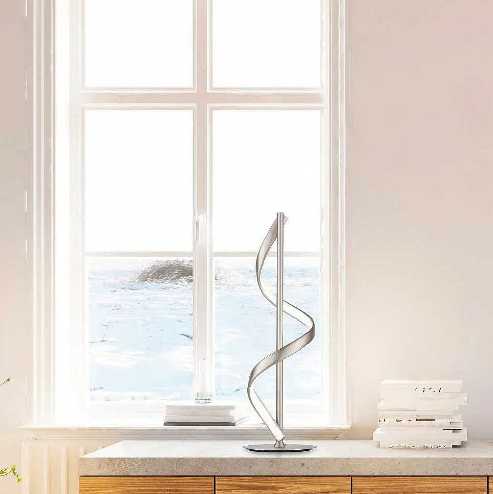 Lampe De Table Paul Neuhaus Qswing Led Argente, 1 Lumiere, Telecommandes