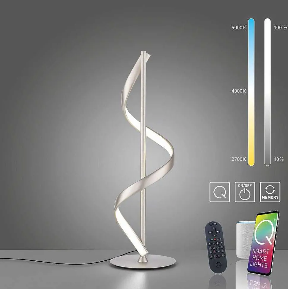 Lampe De Table Paul Neuhaus Qswing Led Argente, 1 Lumiere, Telecommandes