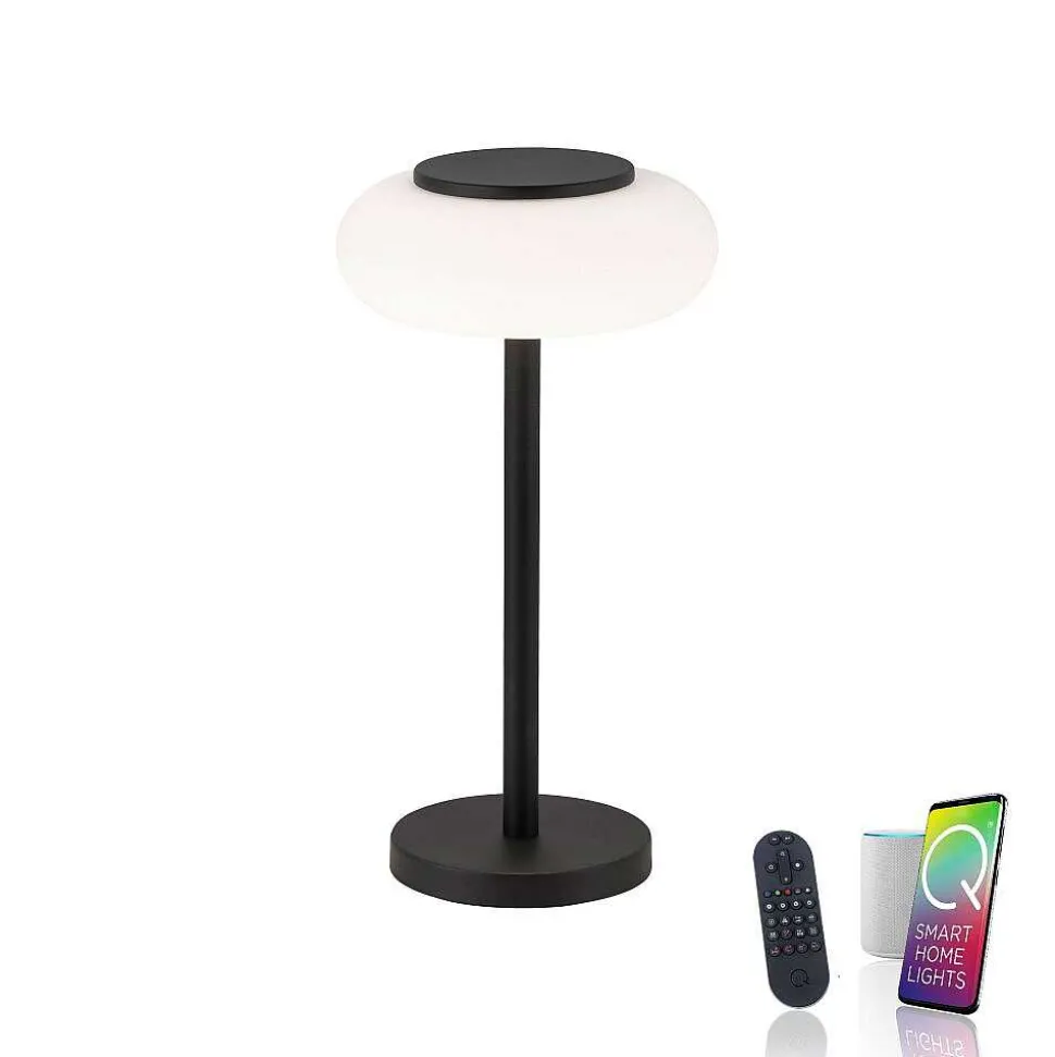 Lampe De Table Paul Neuhaus Q-Etienne Led Noir, 1 Lumiere, Telecommandes