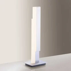 Lampe De Table Paul Neuhaus Q-Tower Led Aluminium, 2 Lumieres, Telecommandes