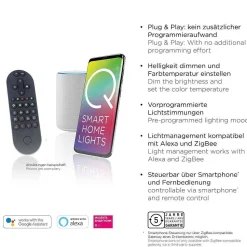 Lampe De Table Paul Neuhaus Q-Etienne Led Acier Brosse, 1 Lumiere, Telecommandes