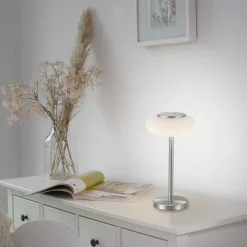 Lampe De Table Paul Neuhaus Q-Etienne Led Acier Brosse, 1 Lumiere, Telecommandes