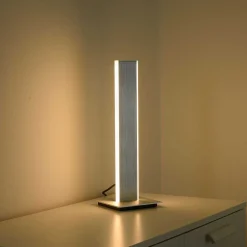 Lampe De Table Paul-Neuhaus Q-Adriana Led Aluminium, 2 Lumieres, Telecommandes