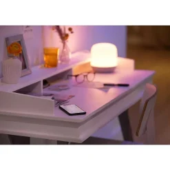 Lampe De Table Philips Wiz Hero Led Blanc, 1 Lumiere, Telecommandes, Changeur De Couleurs