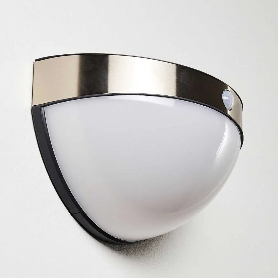 Lampe Solaire Basra Led Chrome, 1 Lumiere, Detecteur De Mouvement