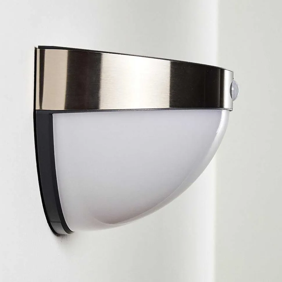 Lampe Solaire Basra Led Chrome, 1 Lumiere, Detecteur De Mouvement