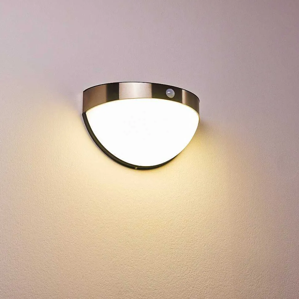 Lampe Solaire Basra Led Chrome, 1 Lumiere, Detecteur De Mouvement