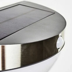 Lampe Solaire Basra Led Chrome, 1 Lumiere, Detecteur De Mouvement