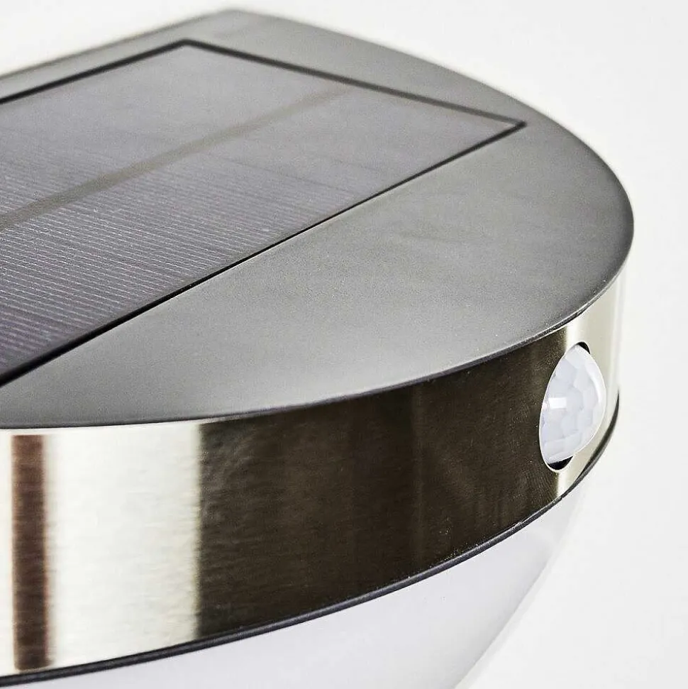 Lampe Solaire Basra Led Chrome, 1 Lumiere, Detecteur De Mouvement