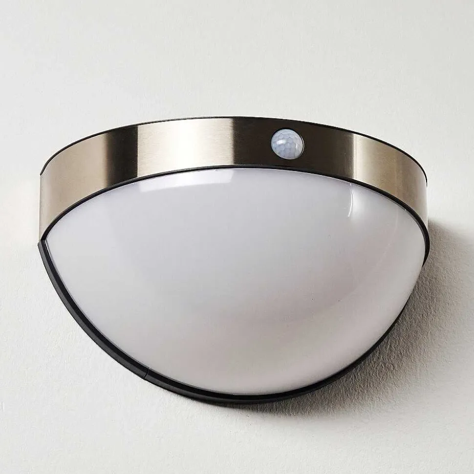 Lampe Solaire Basra Led Chrome, 1 Lumiere, Detecteur De Mouvement