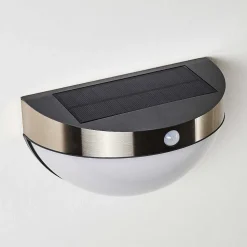 Lampe Solaire Basra Led Chrome, 1 Lumiere, Detecteur De Mouvement