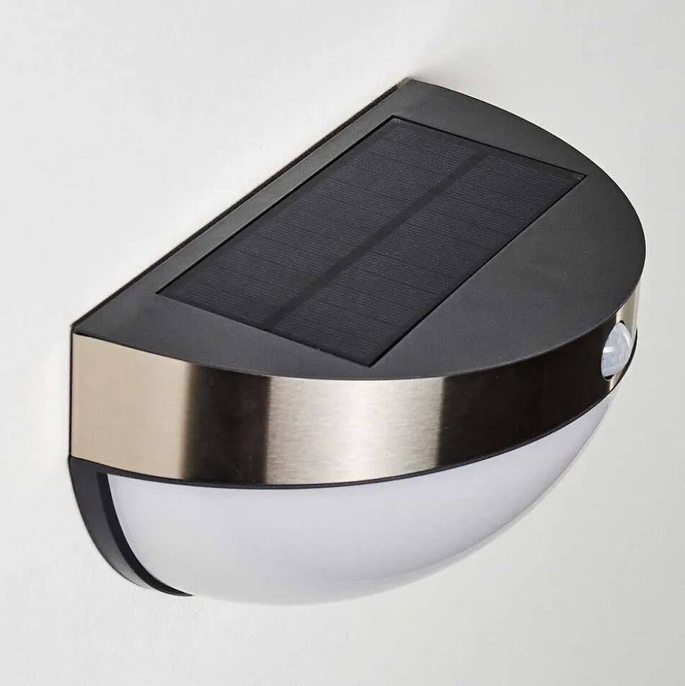 Lampe Solaire Basra Led Chrome, 1 Lumiere, Detecteur De Mouvement