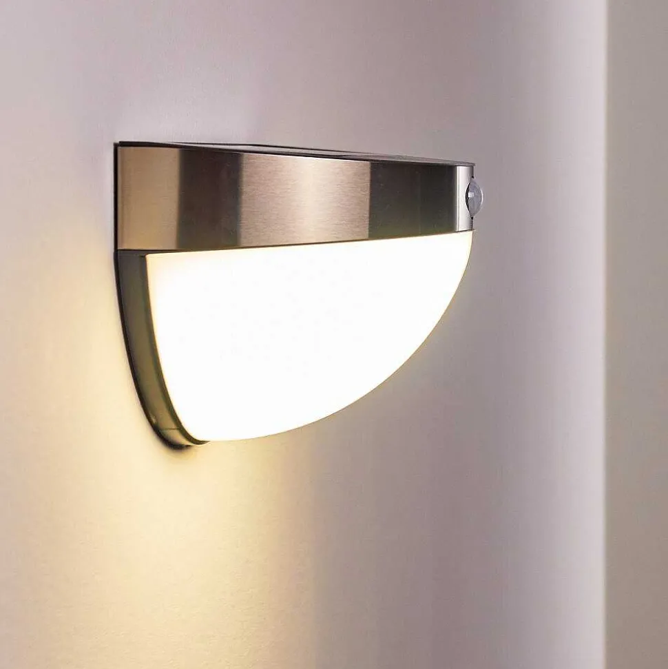 Lampe Solaire Basra Led Chrome, 1 Lumiere, Detecteur De Mouvement