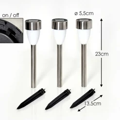 Lampe Solaire Gorizia Led Acier Inoxydable, 3 Lumieres