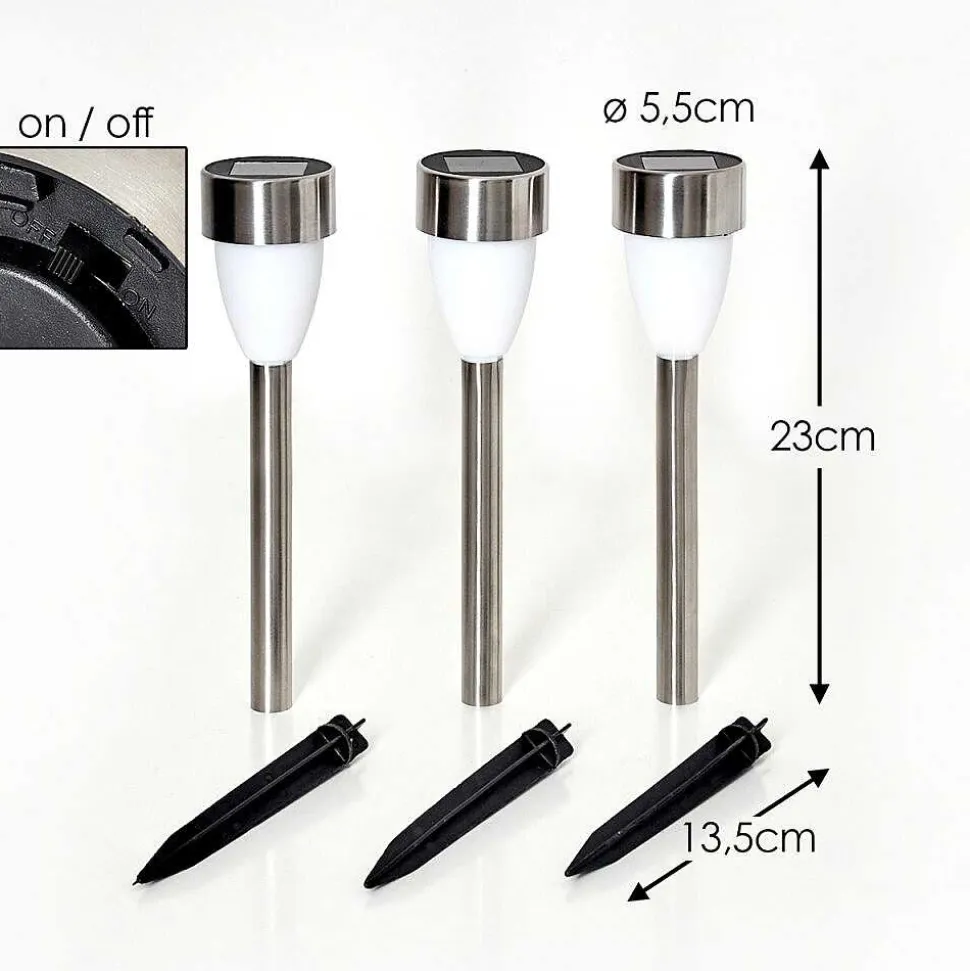 Lampe Solaire Gorizia Led Acier Inoxydable, 3 Lumieres