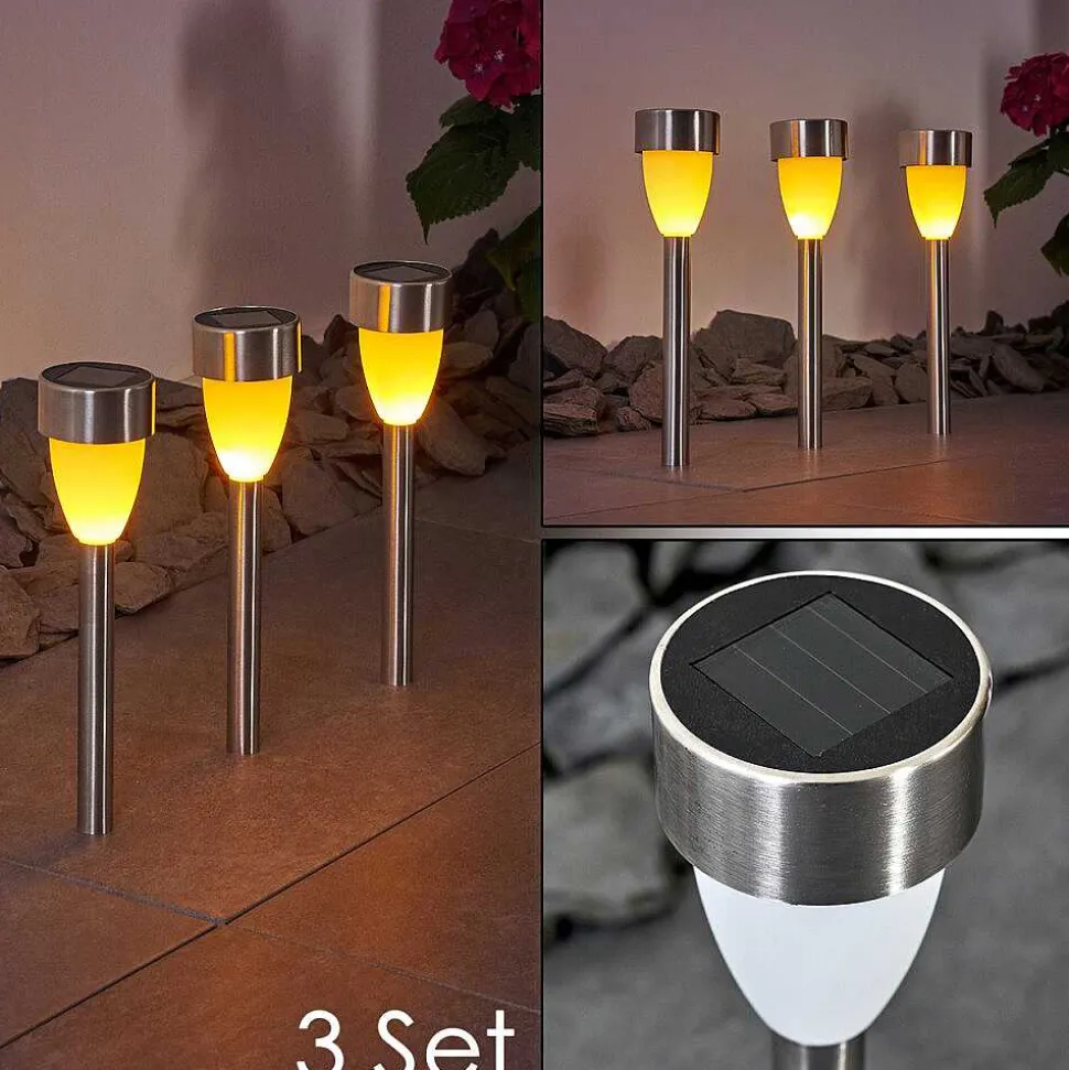 Lampe Solaire Gorizia Led Acier Inoxydable, 3 Lumieres