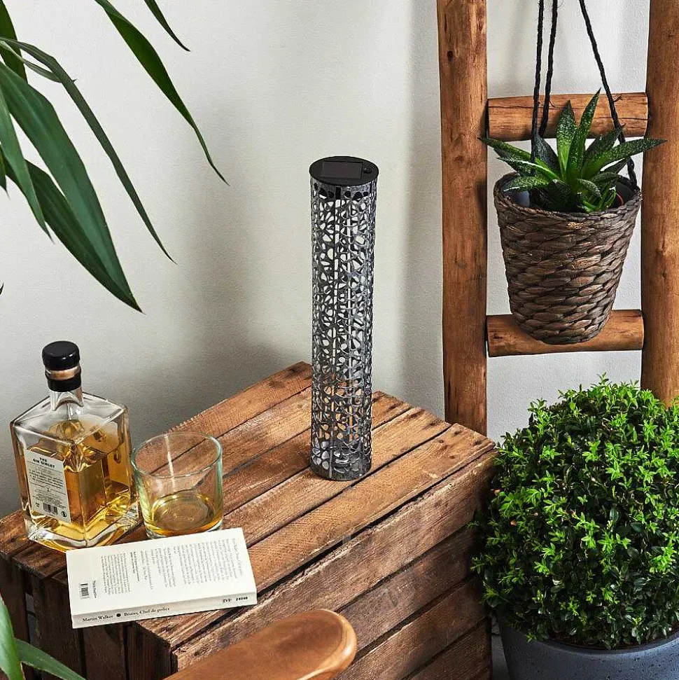 Lampe Solaire Hankinson Led Noir, Argente, 1 Lumiere