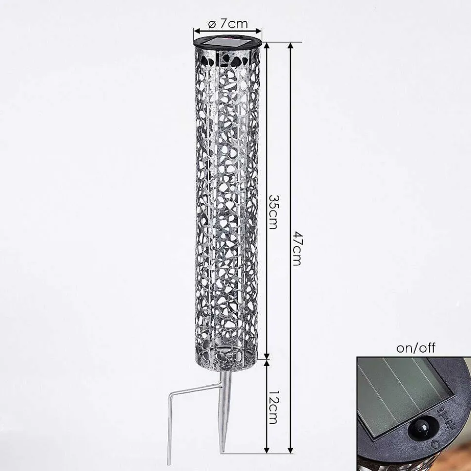 Lampe Solaire Hankinson Led Noir, Argente, 1 Lumiere