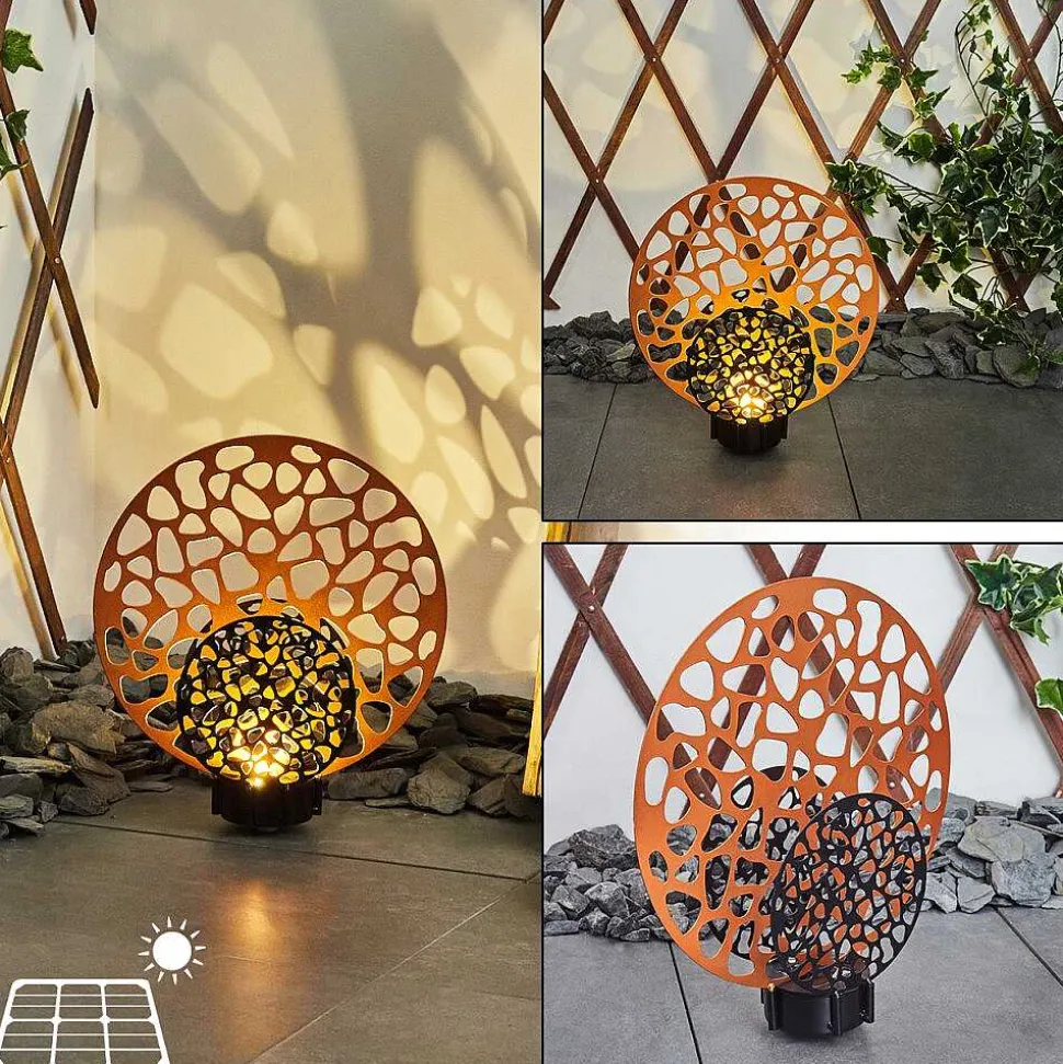 Lampe Solaire Mesan Led Rouille, Noir, 2 Lumieres