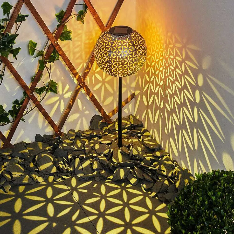 Lampe Solaire Samoao Led Cuivre, Noir, Argente, 1 Lumiere