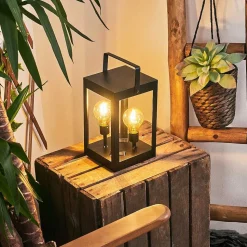 Lampe Solaire Sciolze Led Noir, Transparent, 2 Lumieres