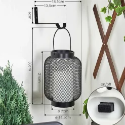 Lampe Solaires Anjullan Led Noir, 1 Lumiere