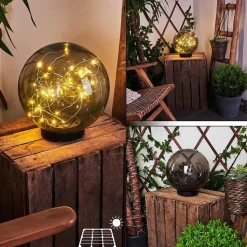 Lampe Solaires Pollenca Led Noir, 40 Lumieres