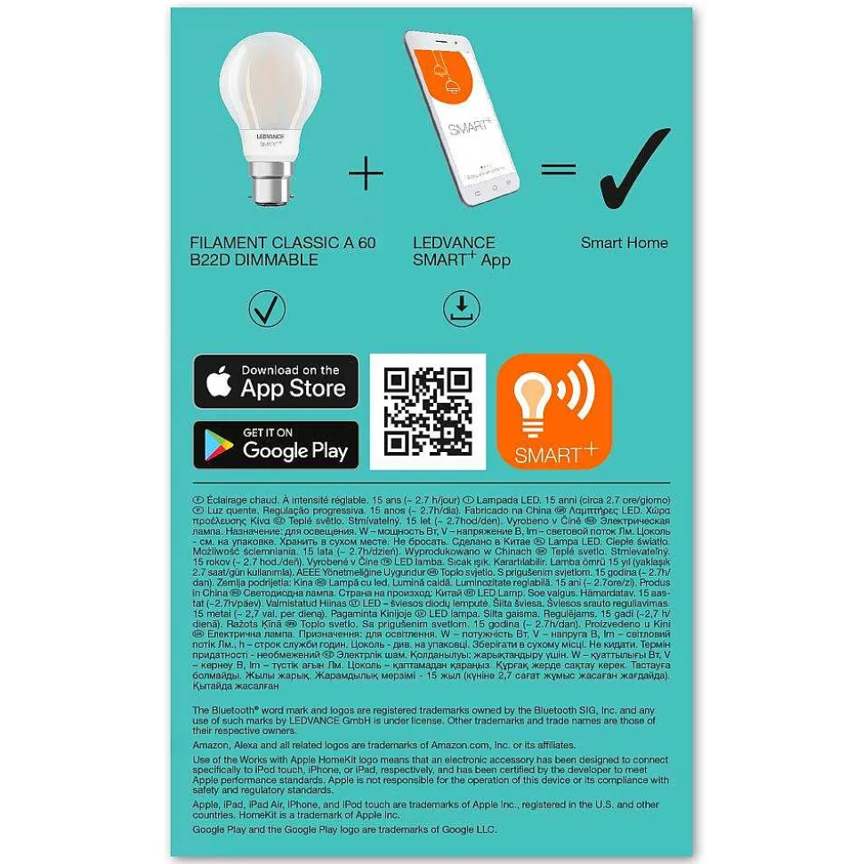 Ledvance Smart+ B22 6W 2700 Kelvin 806 Lumen