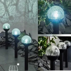 Lot De 3 Lampes Solaires Colognole Led Noir, 1 Lumiere