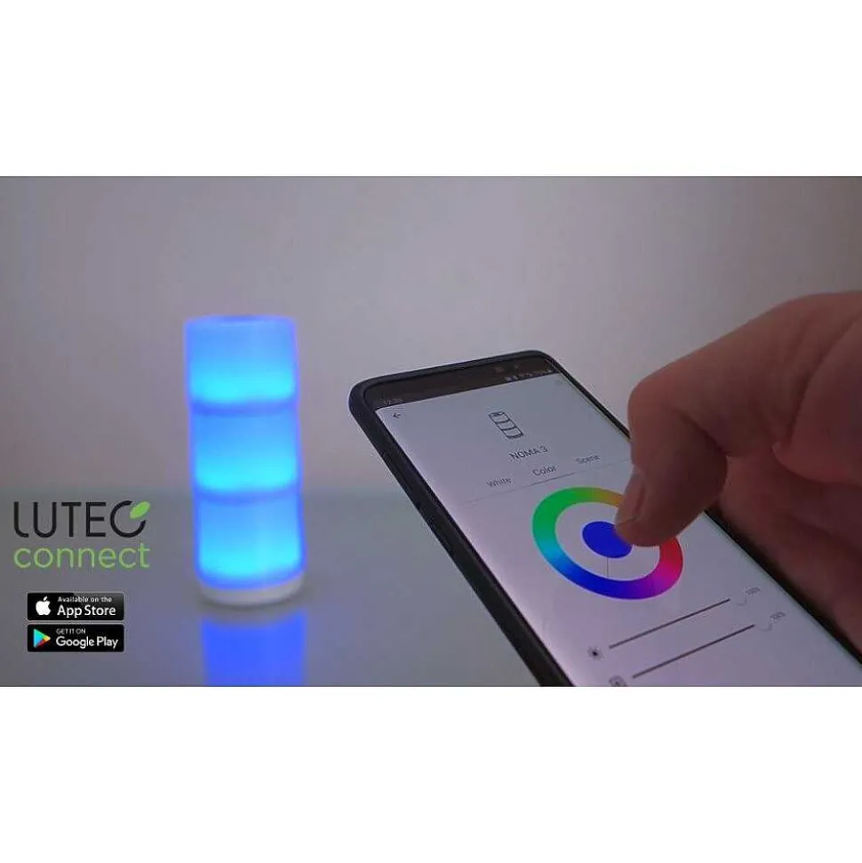 Lot De 2 Lampes Solaires Lutec Noma Led Blanc, 2 Lumieres, Changeur De Couleurs