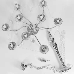 Lustre Cheop Chrome, Transparent, 9 Lumieres