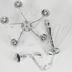 Lustre Cheop Chrome, Transparent, 5 Lumieres