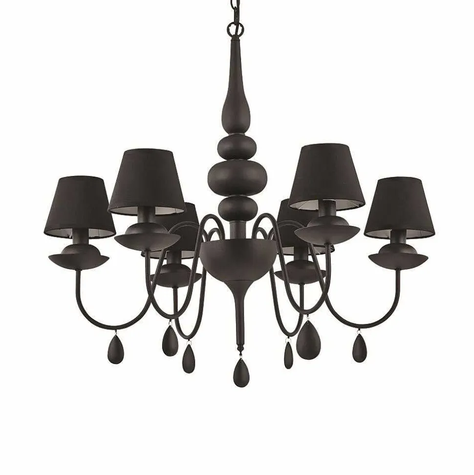 Lustre Ideal Lux Blanche Noir, 6 Lumieres