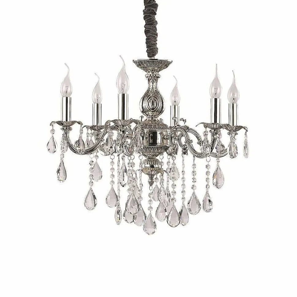 Lustre Ideal Lux Impero Sp6 Argente, 6 Lumieres